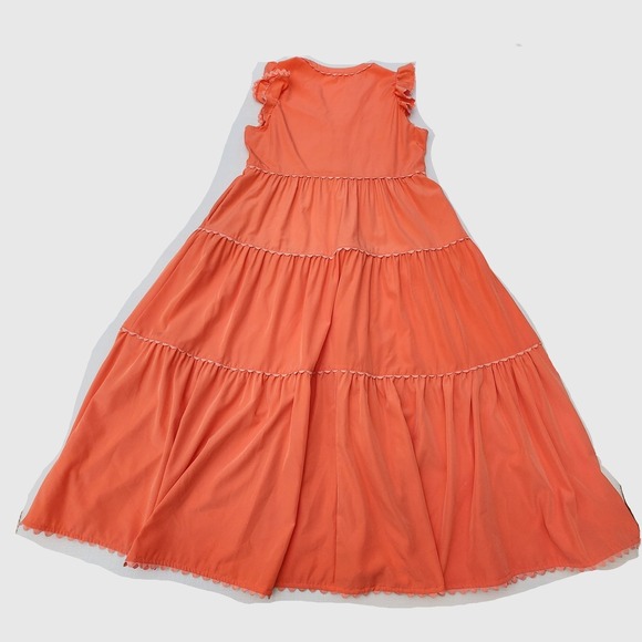 Mary Square Women's Sleeveless Tiered Maxi Dress Orange Sz. M - Picture 4 of 10